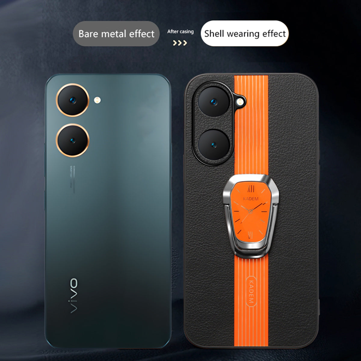KADEM For vivo Y03 Shockproof Cover Folding Kickstand PU+TPU+Acrylic Electroplated Phone Case KADEM For vivo Y03 Shockproof Cover Folding Kickstand PU+TPU+Acrylic Electroplated Phone Case